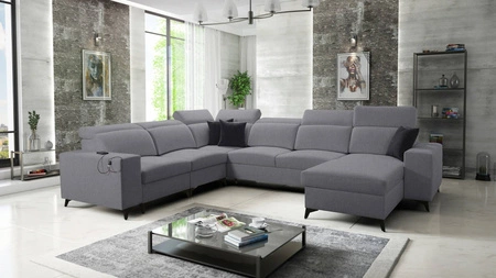 Ecksofa mit Schlaffunktion Kelly Sleek VIII grau rechtes Stilvolles Ecksofa für Wohnzimmer bietet Komfort beim Entspannen