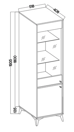 Vitrine Kioto I 52 cm beige stilvolles Design sichere Vitrine aus gehärtetem Glas auf einem Metallsockel