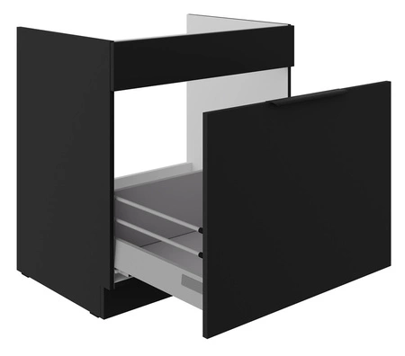 Küchenschrank unter Spüle mit Schublade Schwarz 80 ZL 1S BB Kantengriffe feuchtigkeits- und beschädigungsbeständiger Schrank