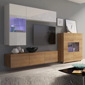 Möbel Apulia III weiß glänzend / goldene Eiche ein außergewöhnlich stilvolles Wandelement einfache Elemente, die in jedes Interieur passen