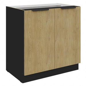 Küchenschrank Crotone 80 D 2F BB Stehküchenschrank mit Regal Feuchtigkeitsresistente und beschädigungssichere Metallkantengriffe