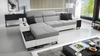 Ecksofa mit Schlaffunktion Alcamo grau/weiß links elegantes und stilvolles Ecksofa mit einer ausziehbaren praktischen Schublade an der Seite des Möbels