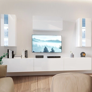 Hängeschrank Tembi weiß / weiß glänzend moderne Design-Hängeschrank für Wohnzimmer oder Sitzungssaal push to open system