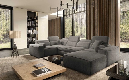 Ecksofa mit Schlaffunktion Viano IV grau rechtshändiges Designer-Ecksofa ideal geeignet für moderne Wohnlandschaften