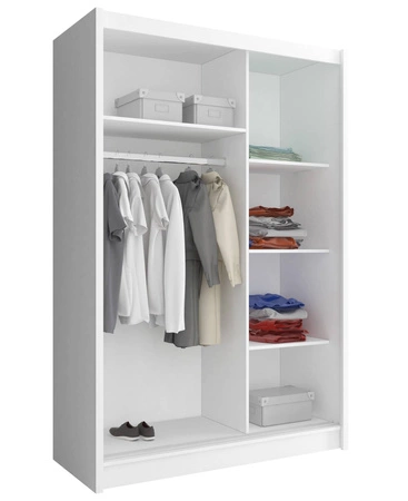 Schiebeschrank Miko 130 cm weiß moderne Garderobe ideal für ein Schlafzimmer Kleiderschrank oder Flur