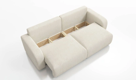 Sofa Fiesta elfenbeinfarben funktionelles Wohnzimmersofa mit Bettzeugaufbewahrung elegantes Design Kordstoff