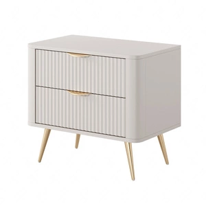 Lante Nachttisch beige stilvolle Schrank mit Schubladen ideal für Schlafzimmer in Glamour und skandinavischen Stil ursprüngliche Form der festen