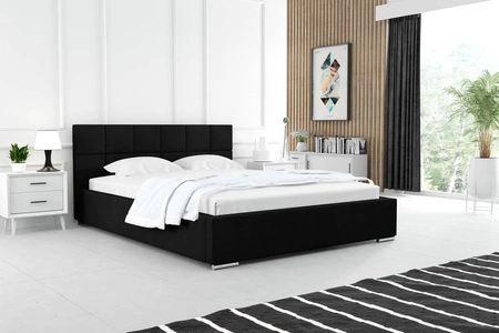 Polsterbett Costa 140x200 schwarz stilvolles Bett mit Bettzeugablage komfortables Kopfteil besticht durch elegantes Design