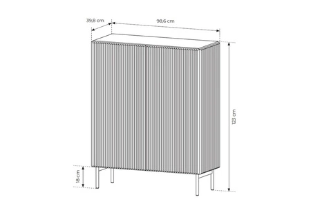 Möbelset Muti beige Designer-Wohnwand auffällige Rillen in den Möbelfronten und Korpus Push-to-Open-System