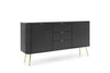 Kommode Zoya 168 cm schwarz elegantes Design oval geformt massiv auf goldenen Beinen geschmackvoll geriffelte Front gesetzt