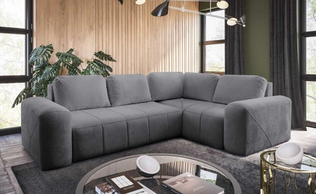 Ecksofa mit Schlaffunktion Bovec II grau rechts Komfort-Ecksofa mit stilvollem Charakter-Bettcontainer