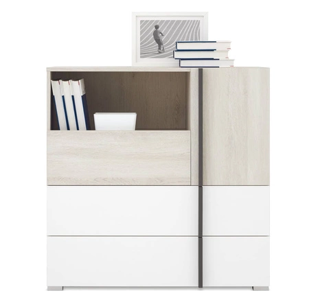 Kommode Remona 90 cm Eiche wilton weiß / weiß ideale Kommode für Kinderzimmer modernes Design