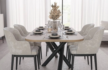 Lyon Tisch 90x185 cm artisan Eiche / schwarz stilvoller Esstisch auf Designer-Spinnenbeinen höhenverstellbar