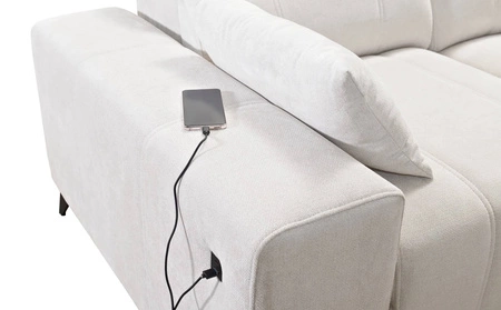 Ecksofa mit Schlaffunktion Penejos XII Lux beige rechtsseitig stilvolles Ecksofa mit bequemer ausziehbarer Fußstütze