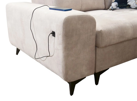 Ecksofa mit Schlaffunktion Buffalo XI Olive rechte Seite stilvolles Ecksofa mit drei Bettkästen Veloursstoff