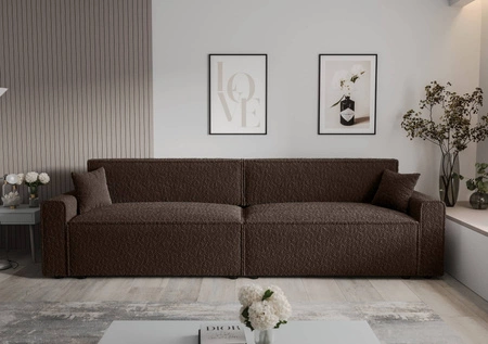 Klappsofa Brandon XL Bis braun moderner Designstoff mit ausgeprägter Schleifenoberfläche Bettzeugbehälter