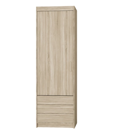 Rene 60 cm Kleiderschrank helle Eiche sonoma modernes Design und ABS beendet Kanten ideal Kleiderschrank für Schlafzimmer geräumige Schubladen