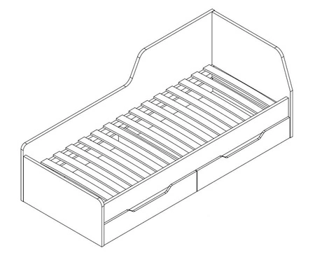Yugo Bett mit Schubladen 80x200 cm in Esche / weiß glänzend ein modernes und funktionelles Möbelstück für das Jugendzimmer