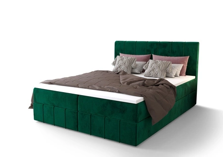Boxspringbett Casey 180x200 flaschengrün Bett im modernen skandinavischen Stil mit markantem Kopfteil