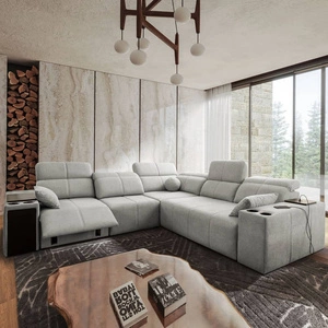 Ecksofa mit Schlaffunktion Tesalia III Lux grau Esche links Ecksofa mit ausziehbarem Fußteil Schiebefunktion der Rückenlehne