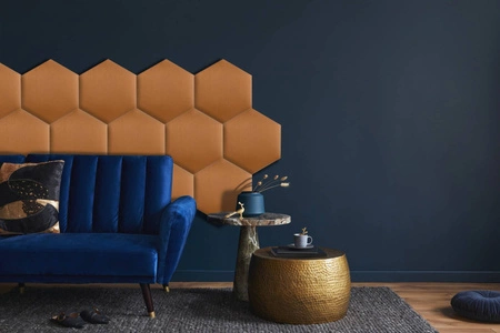 Gepolstertes Paneel Hexagon 30x26 cm Honig stilvolle Wand Panel Velours Stoff modische Dekoration jedes Interieur