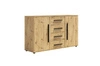 Kommode Maxione 150 cm Eiche handwerklich elegant und vielseitig Kommode Stil für Schlafzimmer oder Wohnzimmer geschmackvolle schwarze Griffe