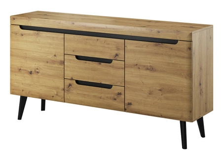 Möbelset Atka Eiche artisan / schwarz modernes Design Kante mit Spezialfurnier verkleidet Sicherheitsglas gehärtet