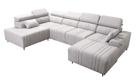 Ecksofa mit Schlaffunktion Castel VI grau Esche rechts komfortables und elegantes Ecksofa mit zwei Bettkästen