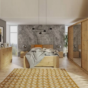 Schlafzimmermöbel-Set Rico Eiche artisan zeitloses Design Schlafzimmermöbel-Set geräumiger Schiebeschrank mit Spiegel