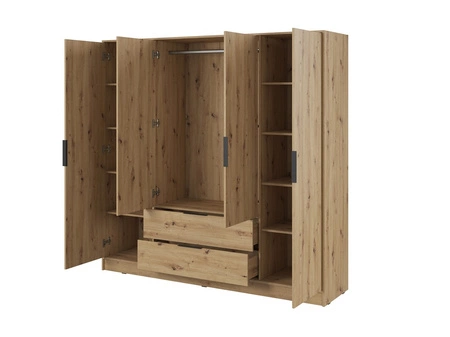 Kleiderschrank Corse 206 cm Eiche Handwerker modernes Design ideal Kleiderschrank für Schlafzimmer oder Ankleidezimmer geräumige Schubladen