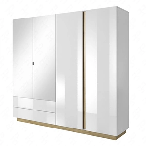 Spiegelschrank Adria 220 cm weiß glänzend / Eiche grandson modernes Möbeldesign Garderobenkanten mit speziellem ABS-Furnier verarbeitet