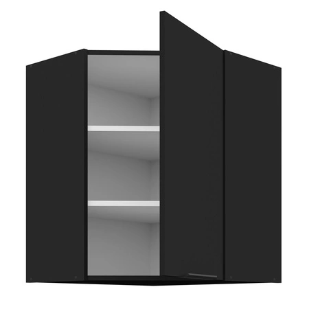 Eck-Küchenwandschrank Schwarz 60x60 GN-72 1F Metallkantengriff feuchtigkeits- und beschädigungsbeständiger Schrank