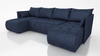Ecksofa mit Schlaffunktion Selva U blau interessant präsentiert Ecksofa für Wohnzimmer Samtstoff mit eleganter Struktur