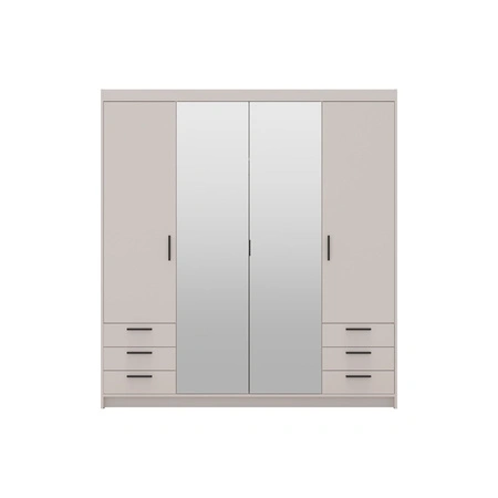 Kleiderschrank Rene 176 cm beige Sand stilvolles Design ABS beendet Rand trimmen Kleiderschrank mit Spiegel für Schlafzimmer oder Ankleidezimmer geräumige Schubladen