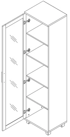 Vitrine Maximus 50 cm Kastanie Wenge modernes Design Einfassung mit speziellen Furnierelementen aus sicherem gehärtetem Glas beendet