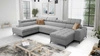 Ecksofa mit Schlaffunktion Bolmso VI grau rechts bequemes Ecksofa mit verstellbaren Kopfstützen dekorative Steppung auf der Sitzfläche