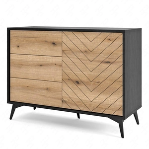 Kommode mit Schubladen Gusto 104 cm Schwarz / Eiche Evoke Funktionales und ideales Möbelstück für moderne klassische und skandinavische Innenräume