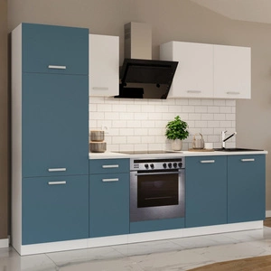 Toni 260 cm weiß/marine Küchenzeile mit Arbeitsplatte sieht in modernen Innenräumen toll aus