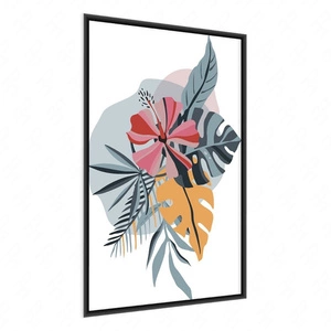 Poster Bouquet von tropischen Blättern 70x100 gerahmt Poster präzise Druck mit stilvollen Grafiken perfekte Dekoration für Wohnzimmer oder Schlafzimmer