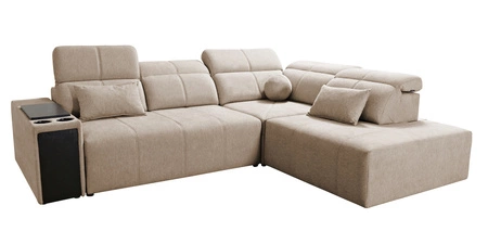 Ecksofa mit Schlaffunktion Tesalia VII beige rechte Ecke modernes Design komfortable Schiebelehne Schublade in der Seite des Möbels