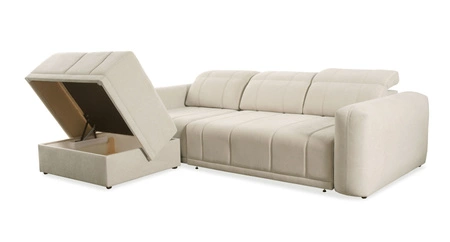 Ecksofa mit Schlaffunktion Cetara braun linke Seite stilvolles Design bequeme verschiebbare Rückenlehne verstellbare Kopfstützen