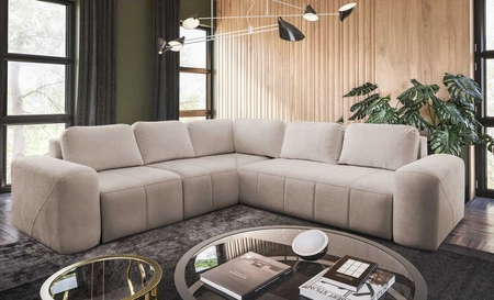 Ecksofa mit Schlaffunktion Bovec III beige links extrem stilvolles Schlafsofa perfekt für ein geräumiges Wohnzimmer