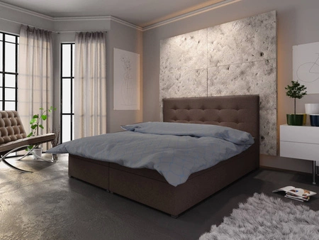 Boxspringbett Fresno 140x200 braun Bett im modernen skandinavischen Stil mit Kopfteil