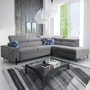 Ecksofa mit Schlaffunktion Belvi III grau rechte Seite komfortables und elegantes Ecksofa für das Wohnzimmer mit praktischem Stauraum an der Seite