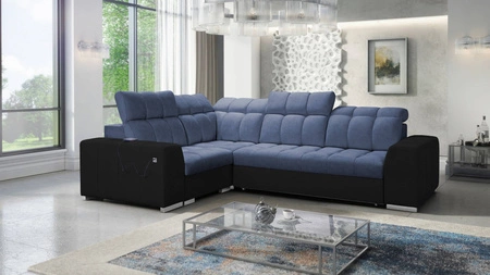 Ecksofa mit Schlaffunktion Luigi II blau / schwarz linkes Komfort für die tägliche Entspannung Ecksofa mit Bettkasten