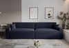 Klappsofa Brandon XL Bis navy blue moderner Designstoff mit ausgeprägter Schleifenoberfläche Bettzeugbehälter