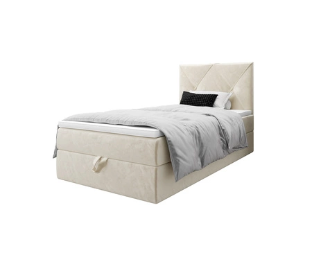 Boxspringbett Arvada 120x200 beige im modernen skandinavischen Stil mit gepolstertem Kopfteil Bett mit Staukasten