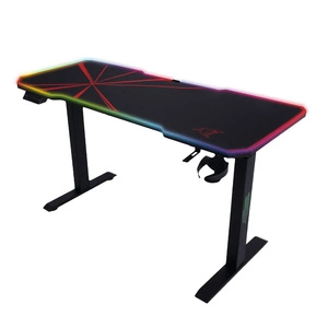 E-Talisman Gaming-Schreibtisch schwarz / rot höhenverstellbare Platte komplett mit Pad mit LED-Beleuchtung abgedeckt