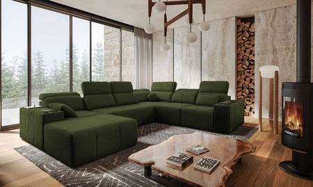 Ecksofa mit Schlaffunktion Tesalia VIII grün links bequemes Ecksofa für das Wohnzimmer mit innovativer Schiebefunktion der Rückenlehne