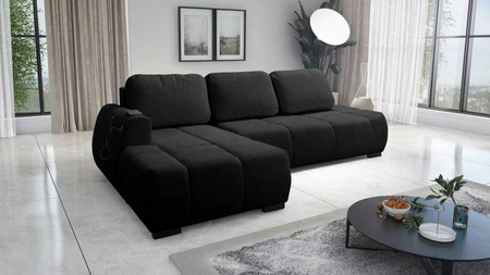 Ecksofa mit Schlaffunktion Gentle schwarz linke Seite stilvolles Design Ecksofa Bett zeichnet sich durch seine abgerundete Form